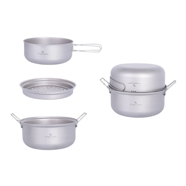 Ultralight Titanium Camping Cookware Set Pot Fry Pan