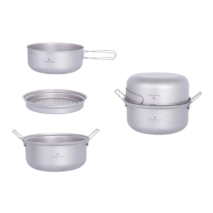 Ultralight Titanium Camping Cookware Set Pot Fry Pan