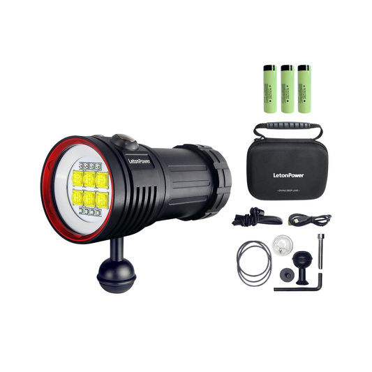 Diving Fill Light 22800lm 100m Waterproof Rechargeable Flashlight