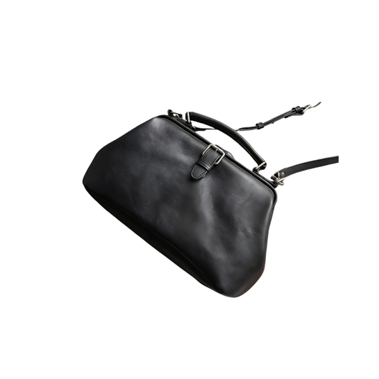 Handmade Cow Leather Shoulder Bag Black Color