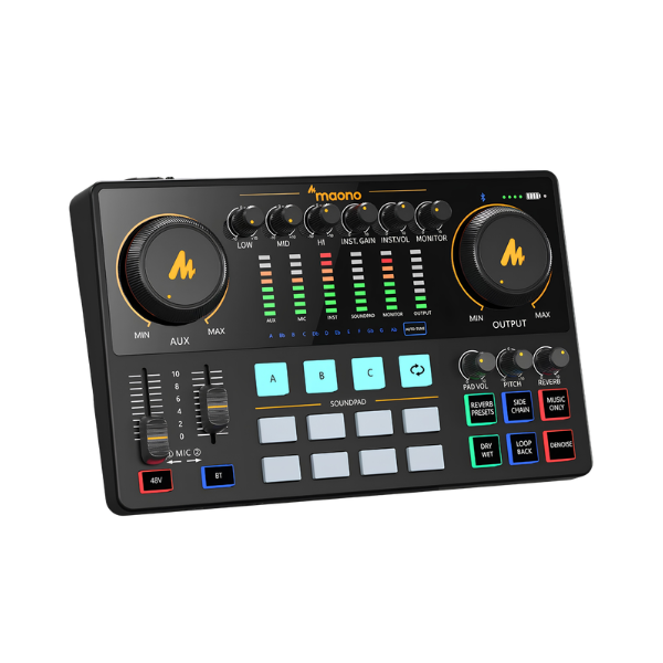 Podcast Audio Mixer Sound Card for Live Streaming and Recording