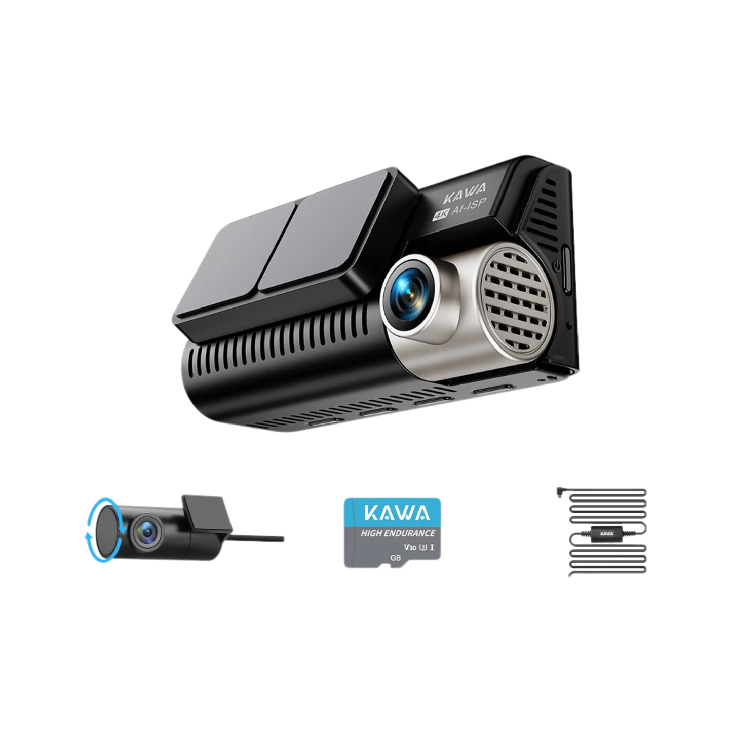 4K Front and Rear Dash Cam with GPS and 128GB Storage