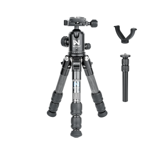 Carbon Fiber Camera Tripod with Adjustable Center Column Extension