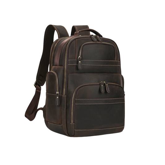 Business Travel Leather Backpack Large Capacity