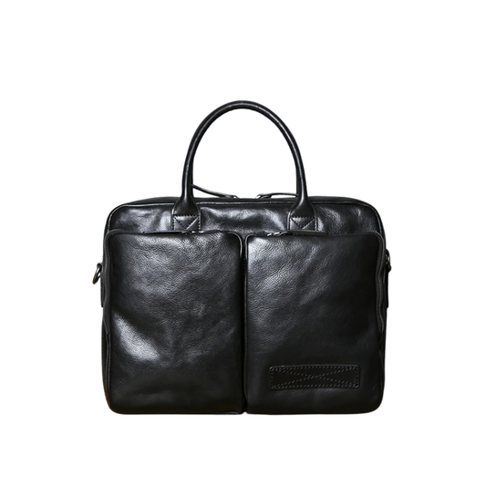Leather Laptop Briefcase Messenger Bag Business Work Black