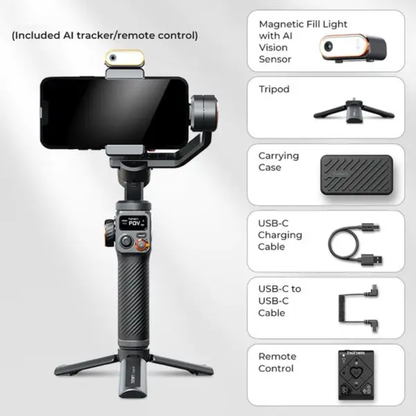 Smartphone Gimbal with 3-Axis Stabilization and Lights