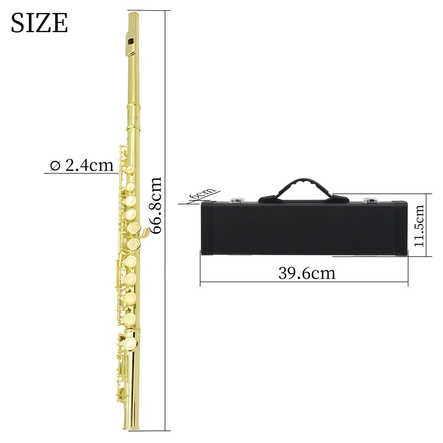 16 Hole Closed Flute Gold Plated C Key E Key