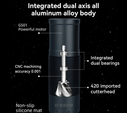 Compact Aluminum Coffee Grinder for Home or Travel