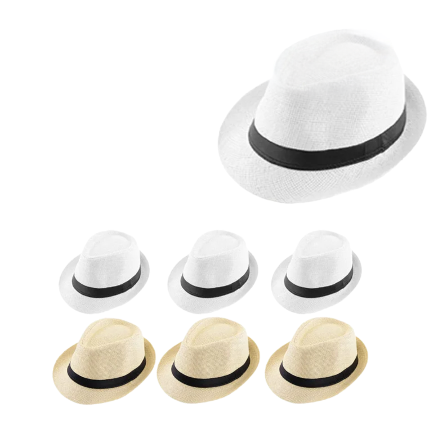 Unisex Straw Hats White Beige Party Set
