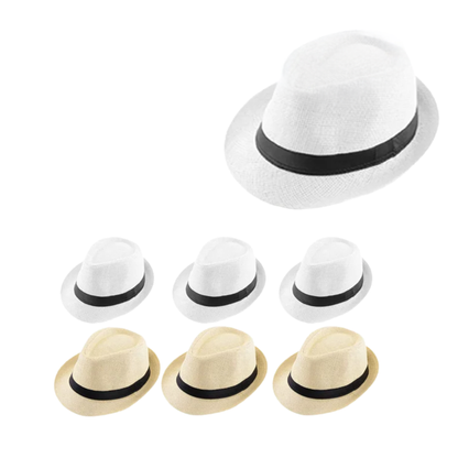 Unisex Straw Hats White Beige Party Set