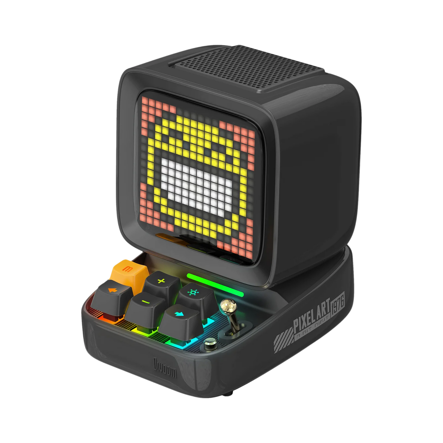 Retro LED Pixel Art Alarm Clock and Speaker Black