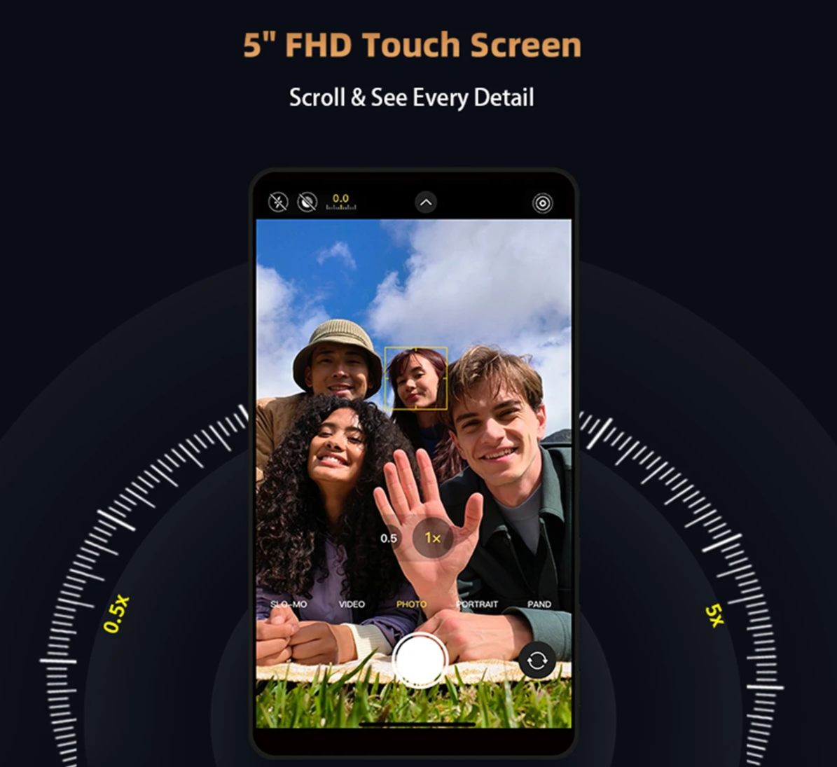 CP5 Ultra Black Touchscreen Monitor for Phone Selfies