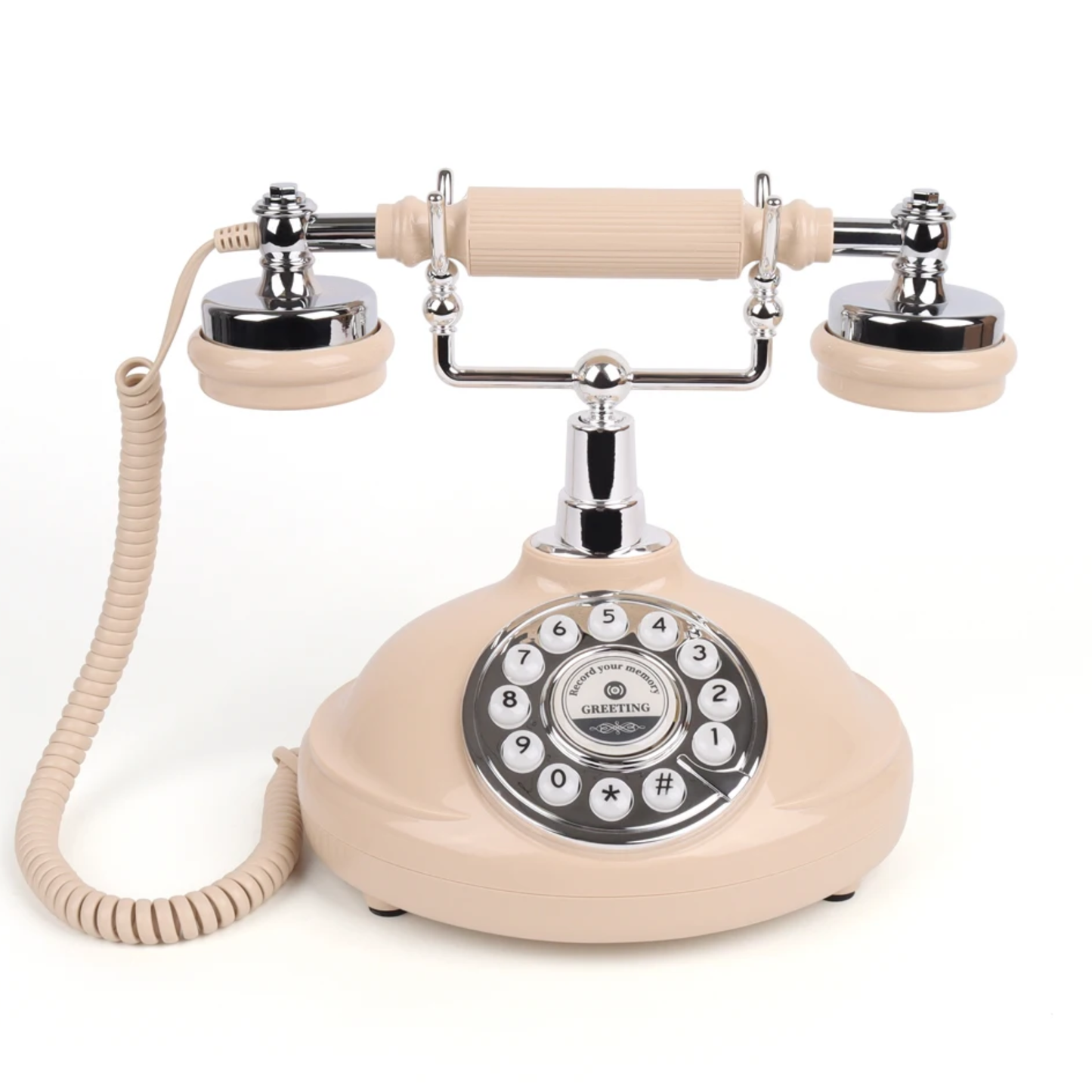 Retro Wedding Audio Guestbook Phone Beige Voice Message Recorder