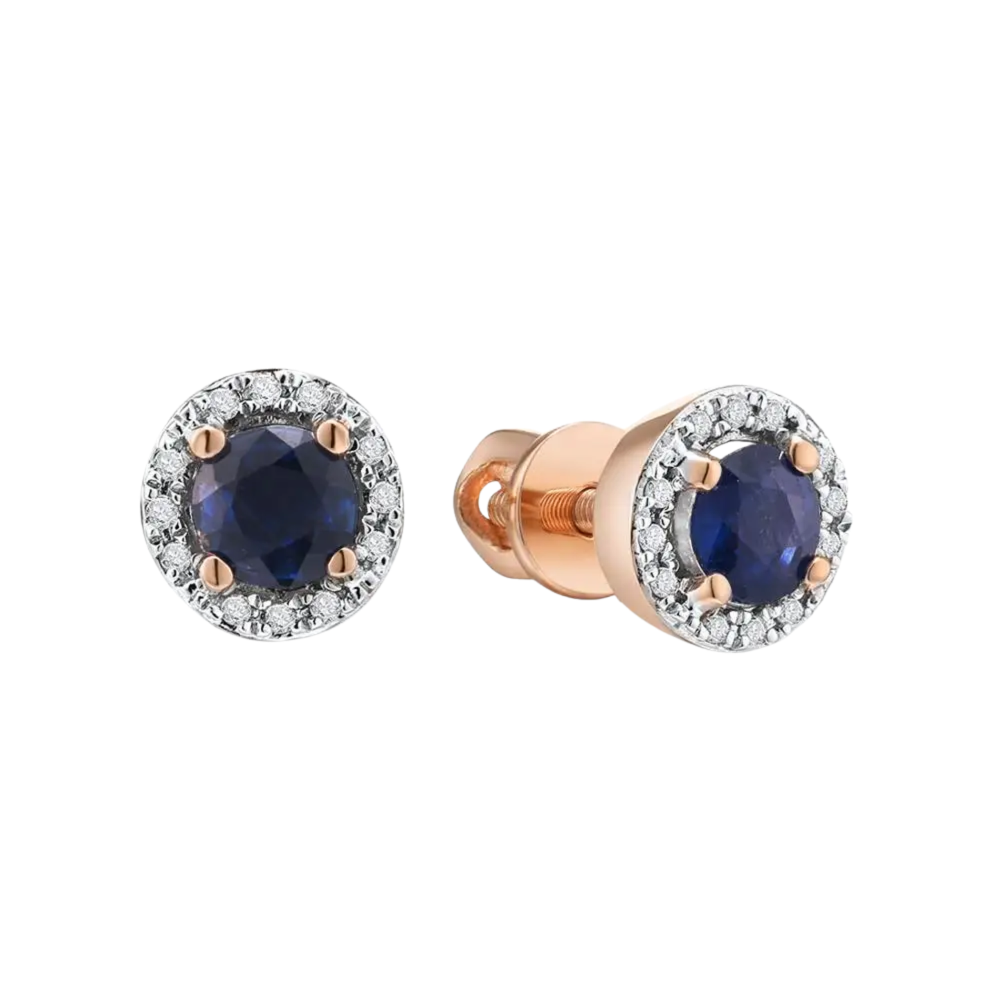 4mm Sapphire Gold Studs Secure Screw Back Design