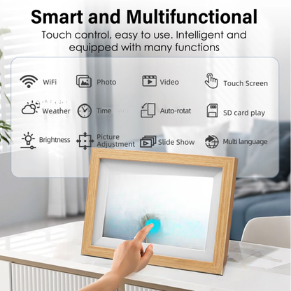 10.1 Smart WiFi Digital Photo Frame 64GB Wooden