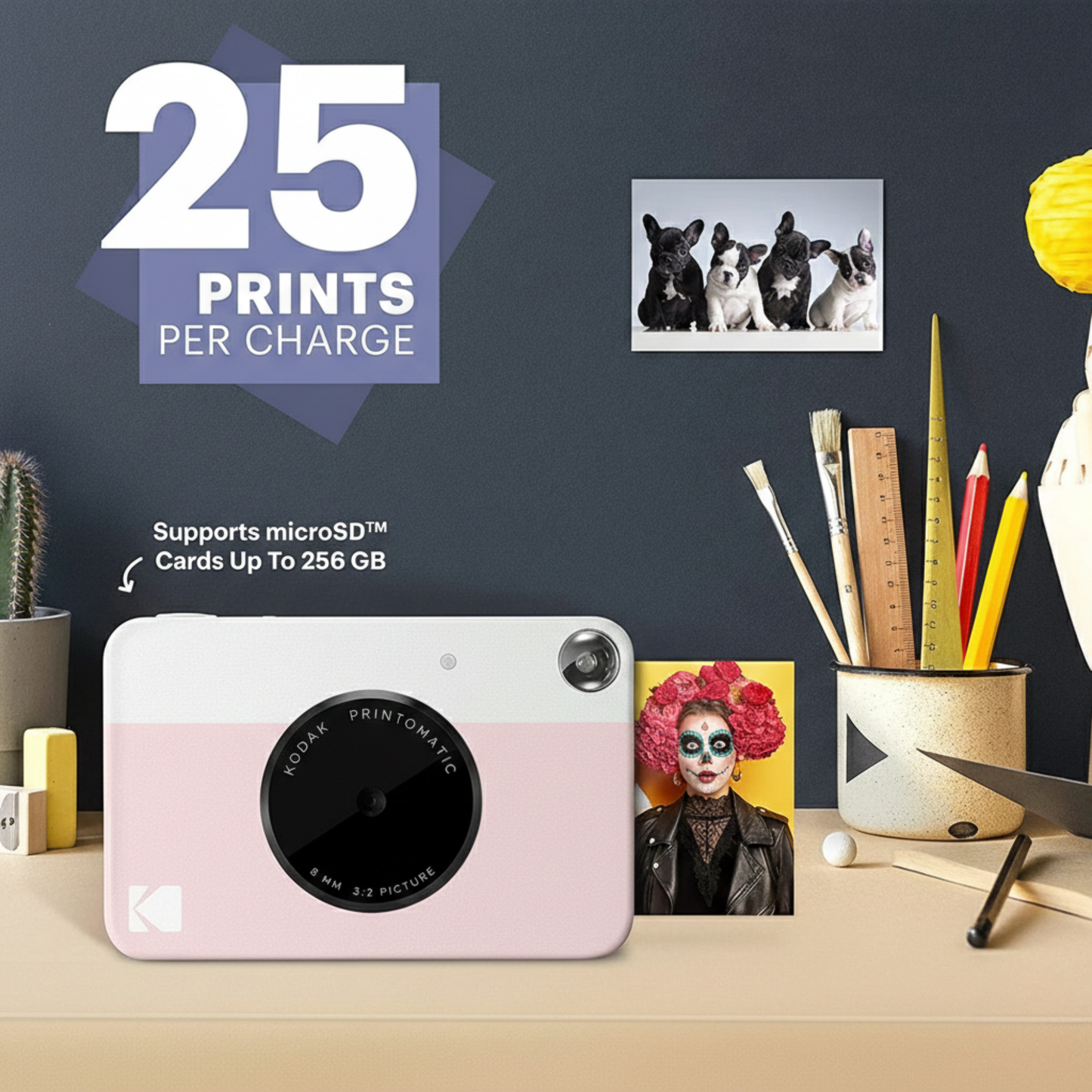 Pink Instant Print Digital Camera with 40 Films