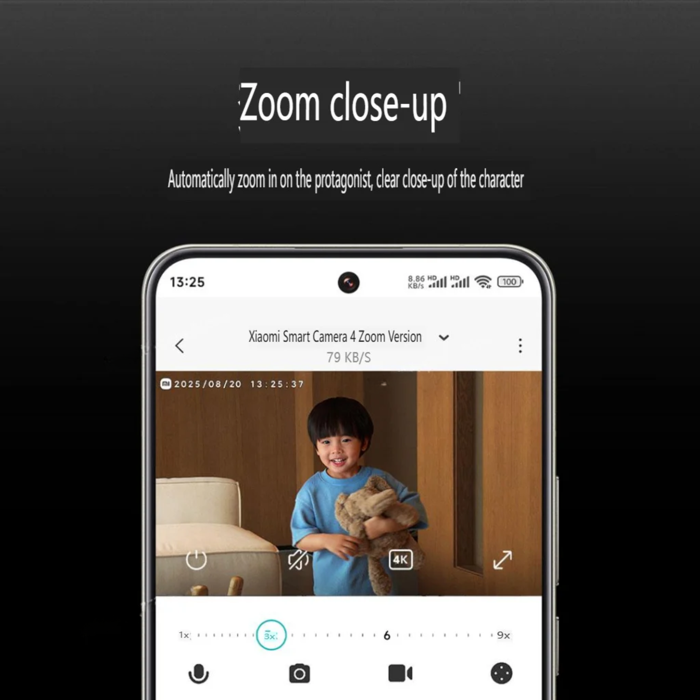 Smart Home Camera 9X Zoom with AI Tracking 128GB Storage