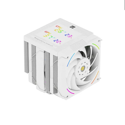 White Digital CPU Cooler with Dual Tower Radiator