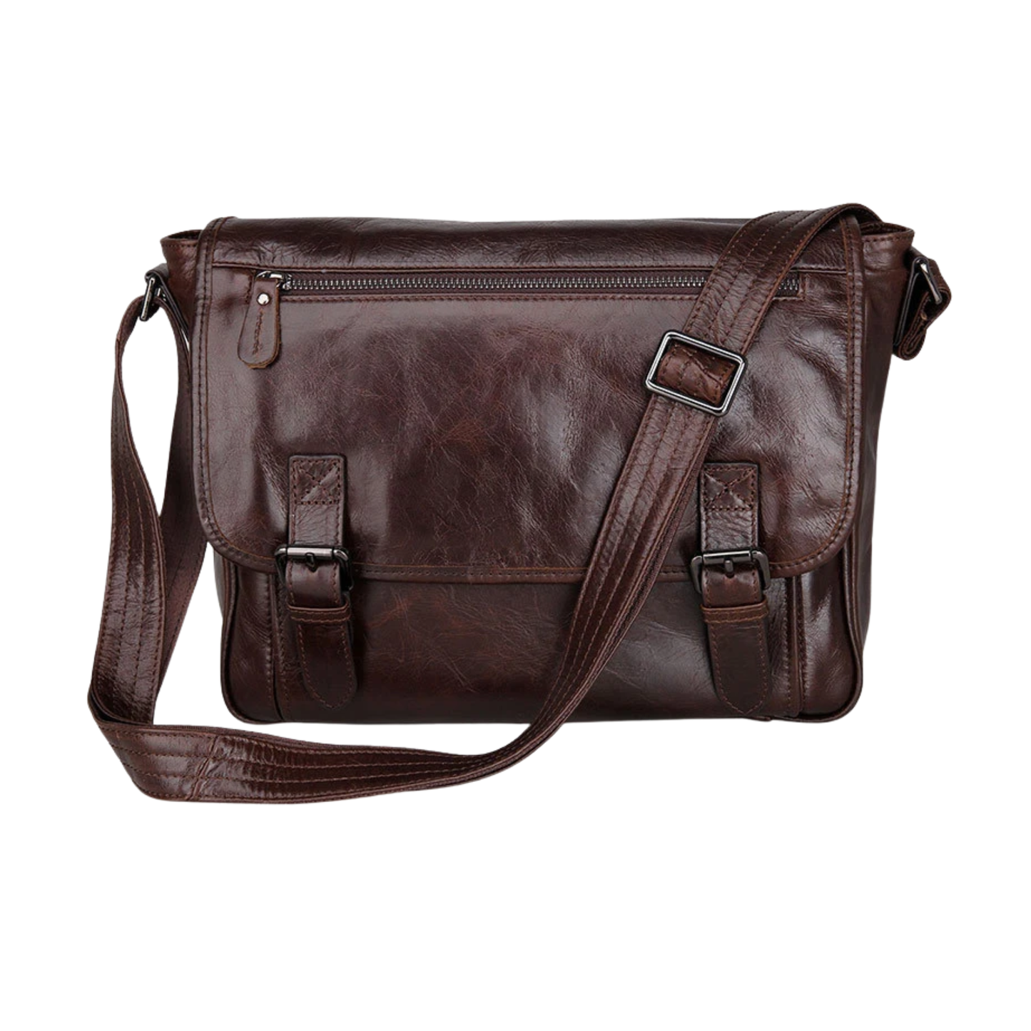 Men’s Leather Crossbody Bag Brown Oil-Waxed Style