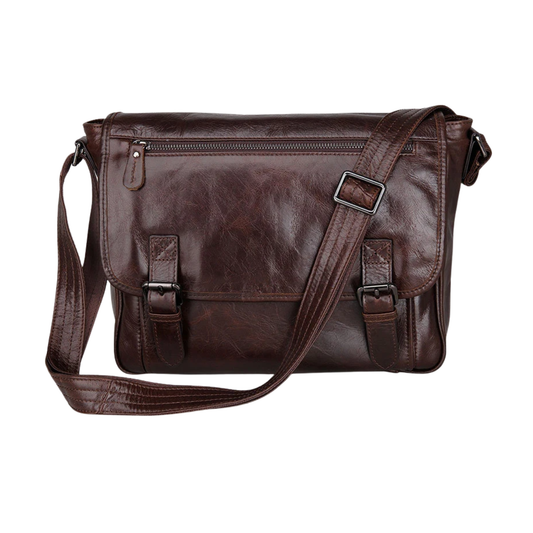 Men’s Leather Crossbody Bag Brown Oil-Waxed Style