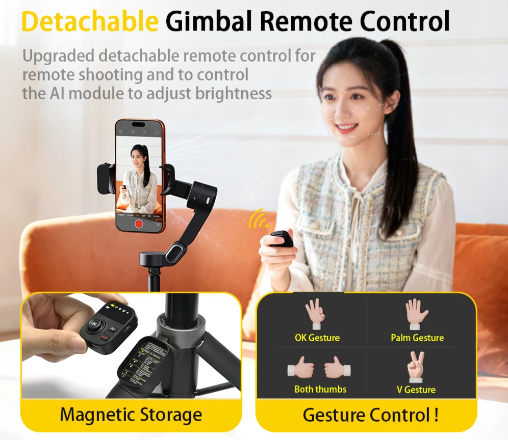 3-Axis Smartphone Gimbal with AI Face Tracking