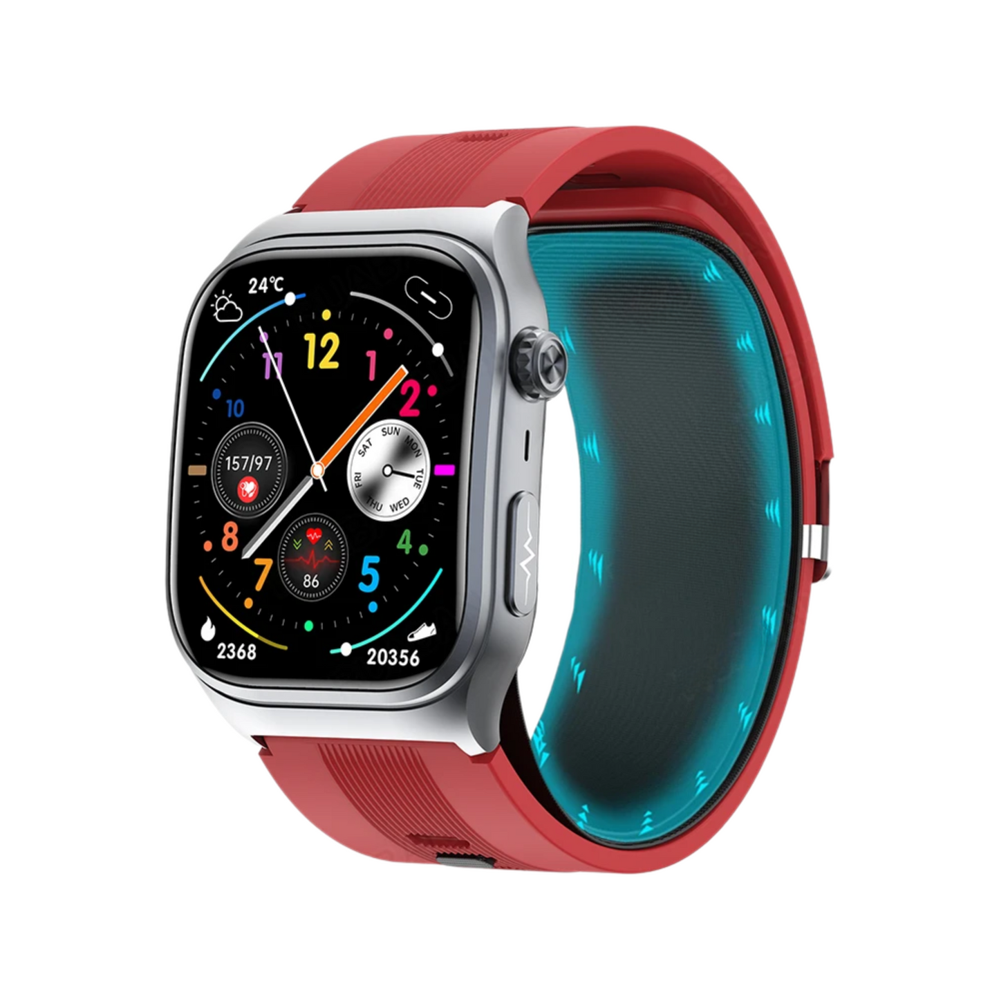 Red Smart Watch with ECG Blood Pressure and Bluetooth Call