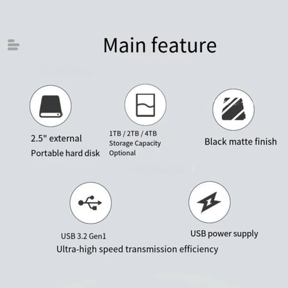 Portable 1TB External Hard Drive USB 3.2 for Laptop