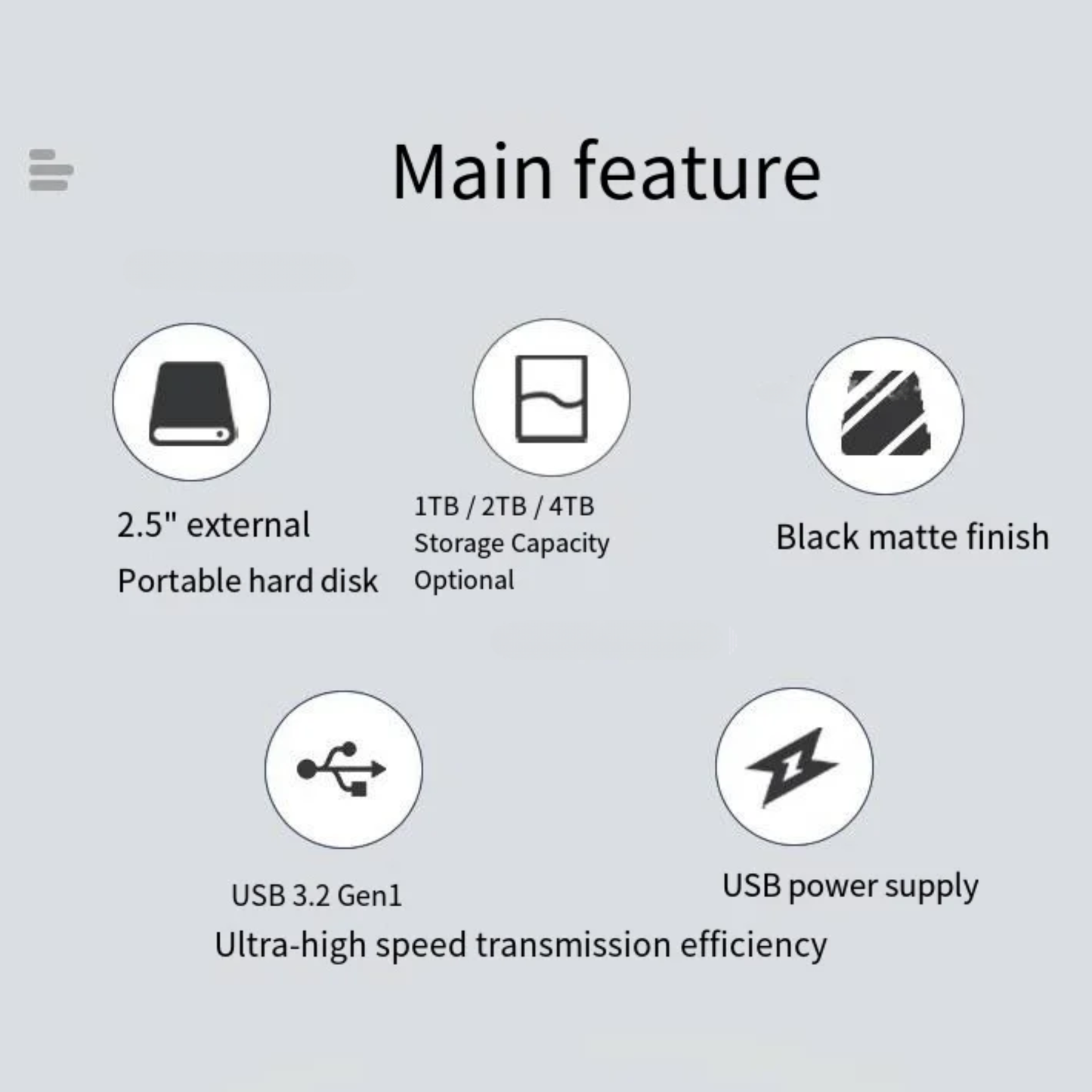 2TB Portable USB 3.2 Hard Drive for Mac PC