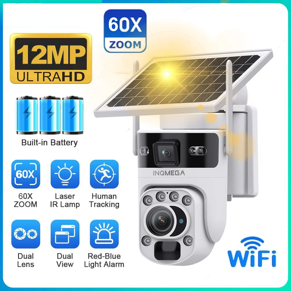 White Solar Powered 60X Zoom Security Camera with WiFi