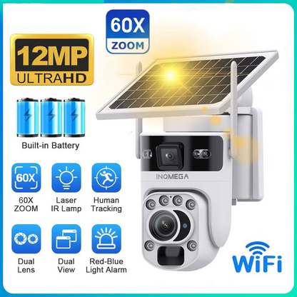White Solar Powered 60X Zoom Security Camera with WiFi