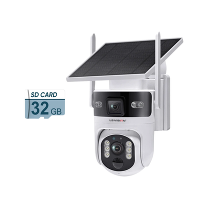 8MP Solar Dual Screen Security Camera 24/7 Recording 32GB