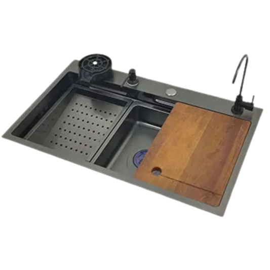 Stainless Steel Kitchen Sink with Nano Waterfall Tap 75x46cm