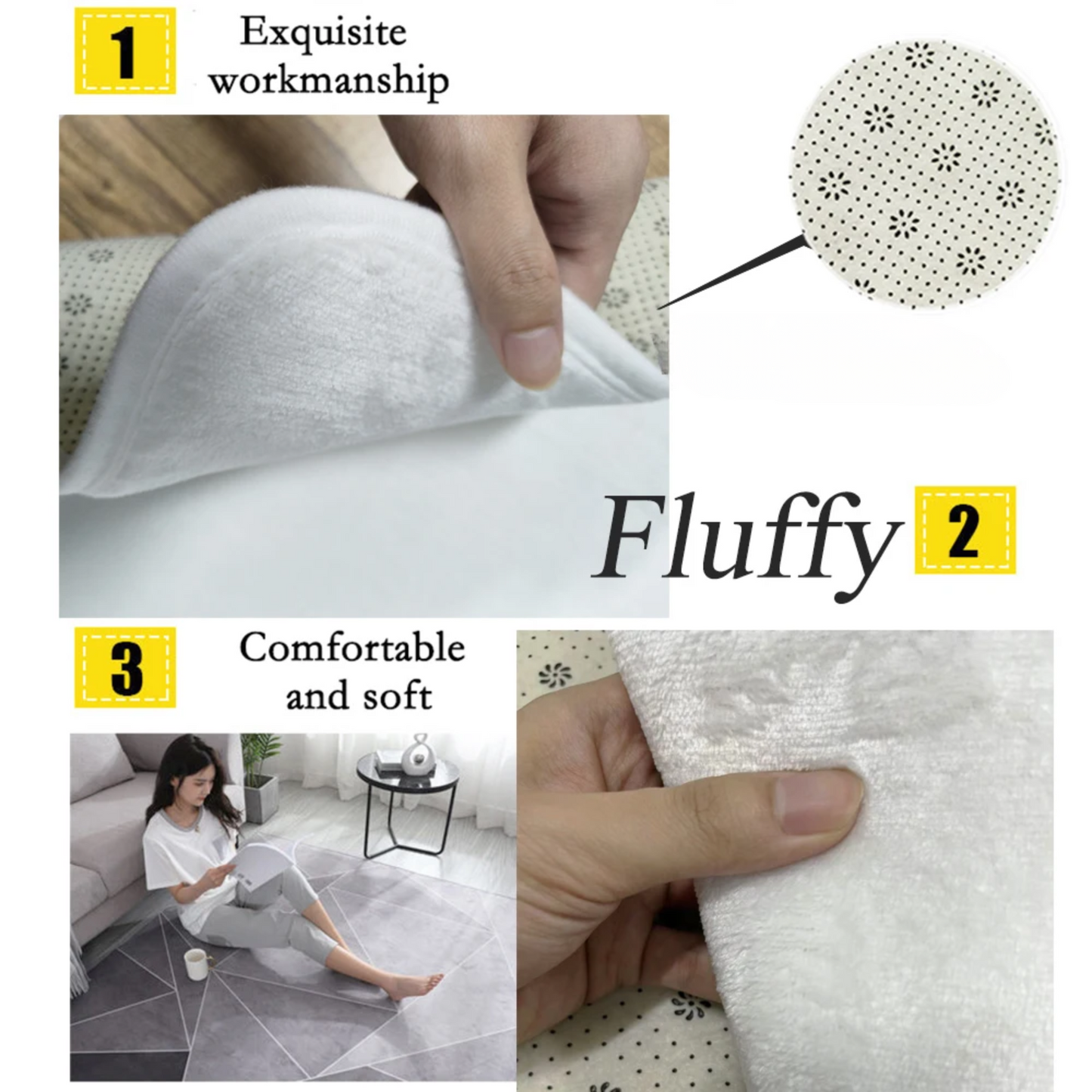 Washable Area Rug 180x250cm Non Slip Bedroom Carpet