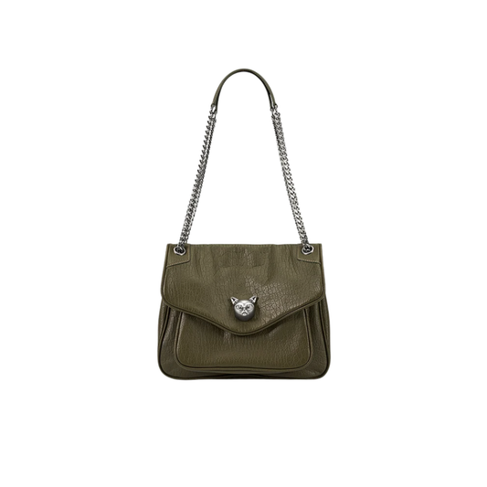Luxury Green Chain Strap Handbag Soft Leather