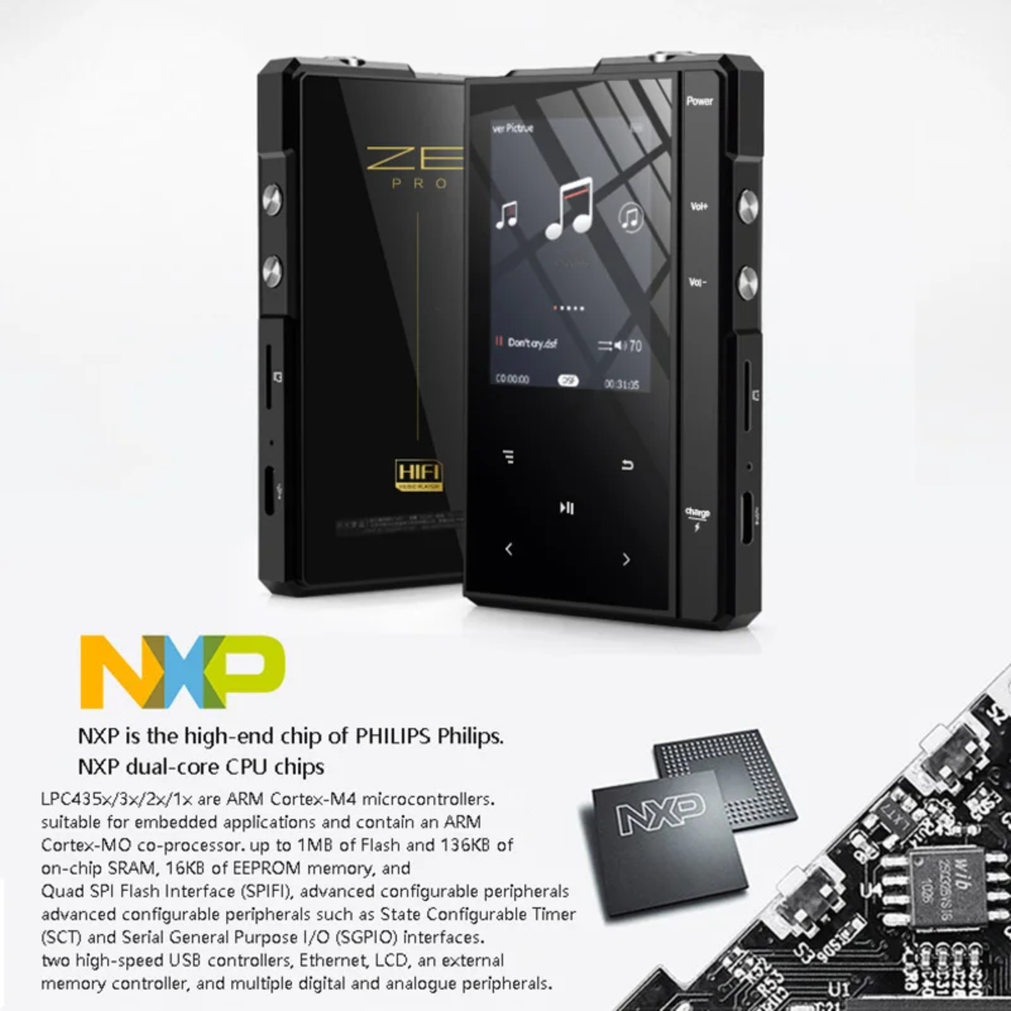 Wireless High Resolution Audio Player 128GB DAC DSD512 Portable MP3