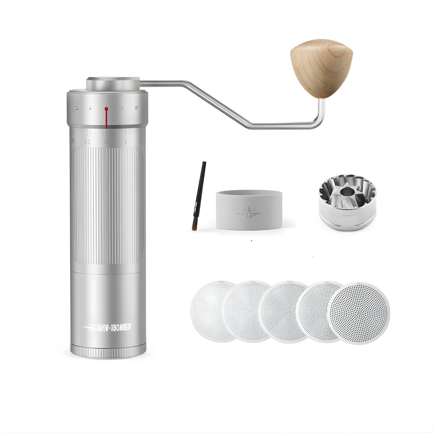 Stainless Steel Manual Coffee Grinder with Adjustable Conical Burr