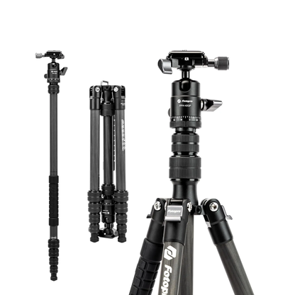 Portable Carbon Fiber Camera Tripod 151cm with Monopod Black