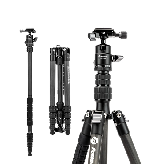 Portable Carbon Fiber Camera Tripod 151cm with Monopod Black