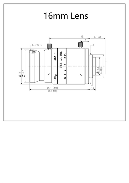 16mm 20MP HD C-Mount Machine Vision Lens