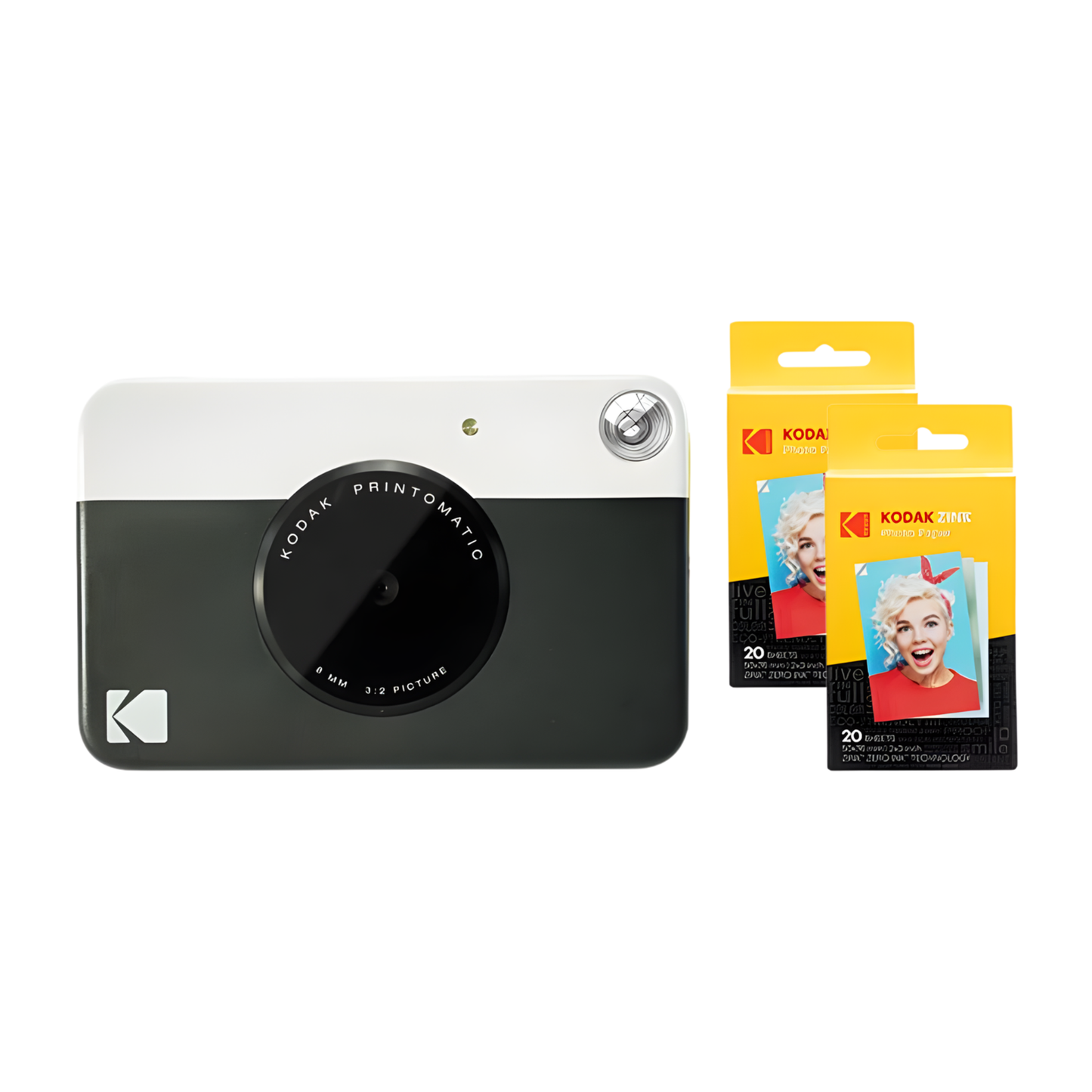 Black Portable ZINK Inkless Camera 40 Sheet Bundle