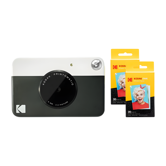 Black Portable ZINK Inkless Camera 40 Sheet Bundle