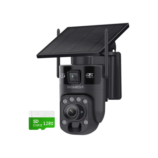 Black Smart 60X Zoom Solar WiFi Security Camera 128GB