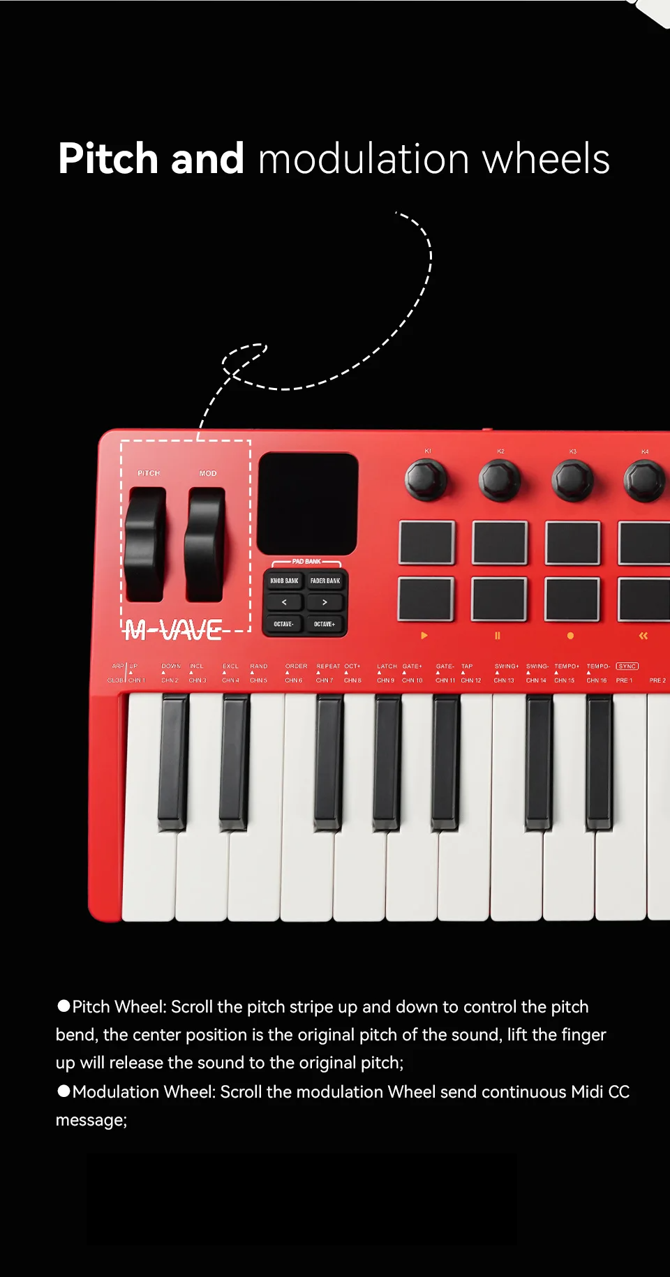 Pro 37 Key MIDI Keyboard with 8 Knobs and Synth
