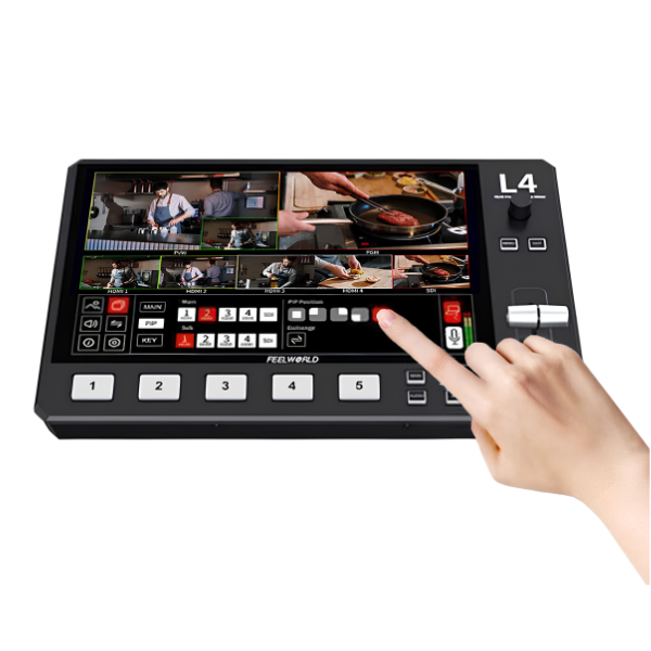 10.1 Inch Multi-Camera Video Switcher 4 HDMI SDI Chroma Key