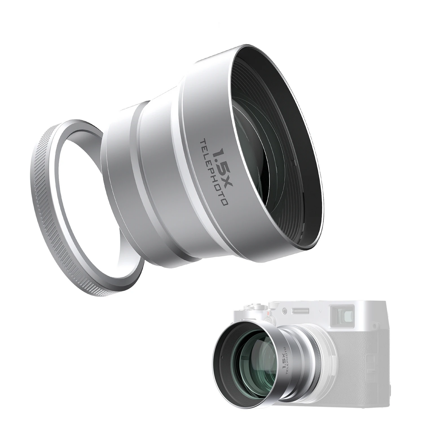 1.5X Telephoto Camera Lens Fujifilm X100 Series Silver