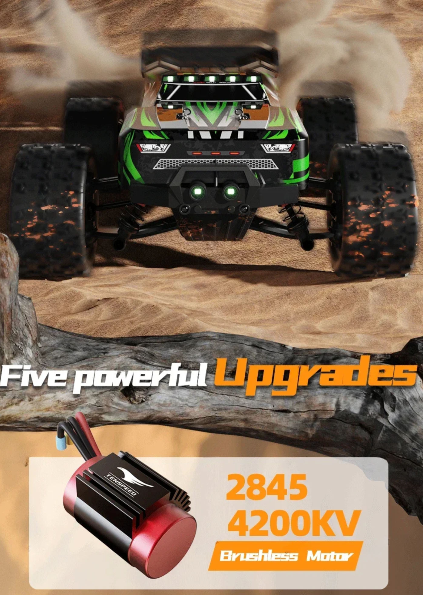 85KMH RC Car 1:16 Brushless 4WD Green 2 Batteries