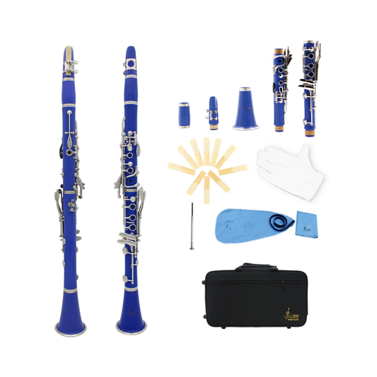Blue Bb Clarinet with Case and Reed Professional 17 Keys