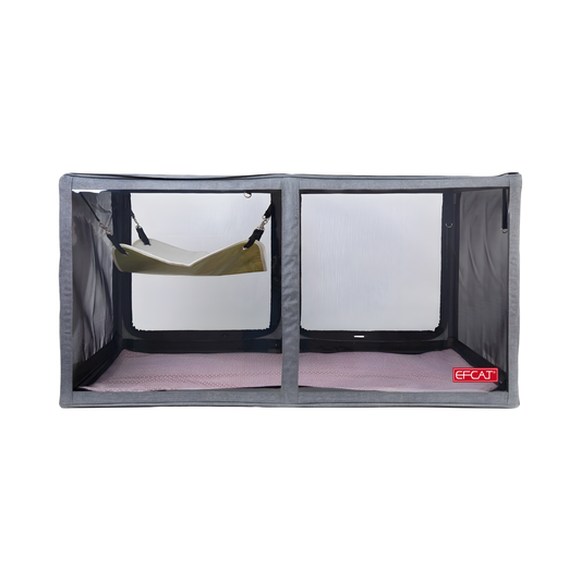 Transparent 3D Double Cat Exhibition Cage Grey