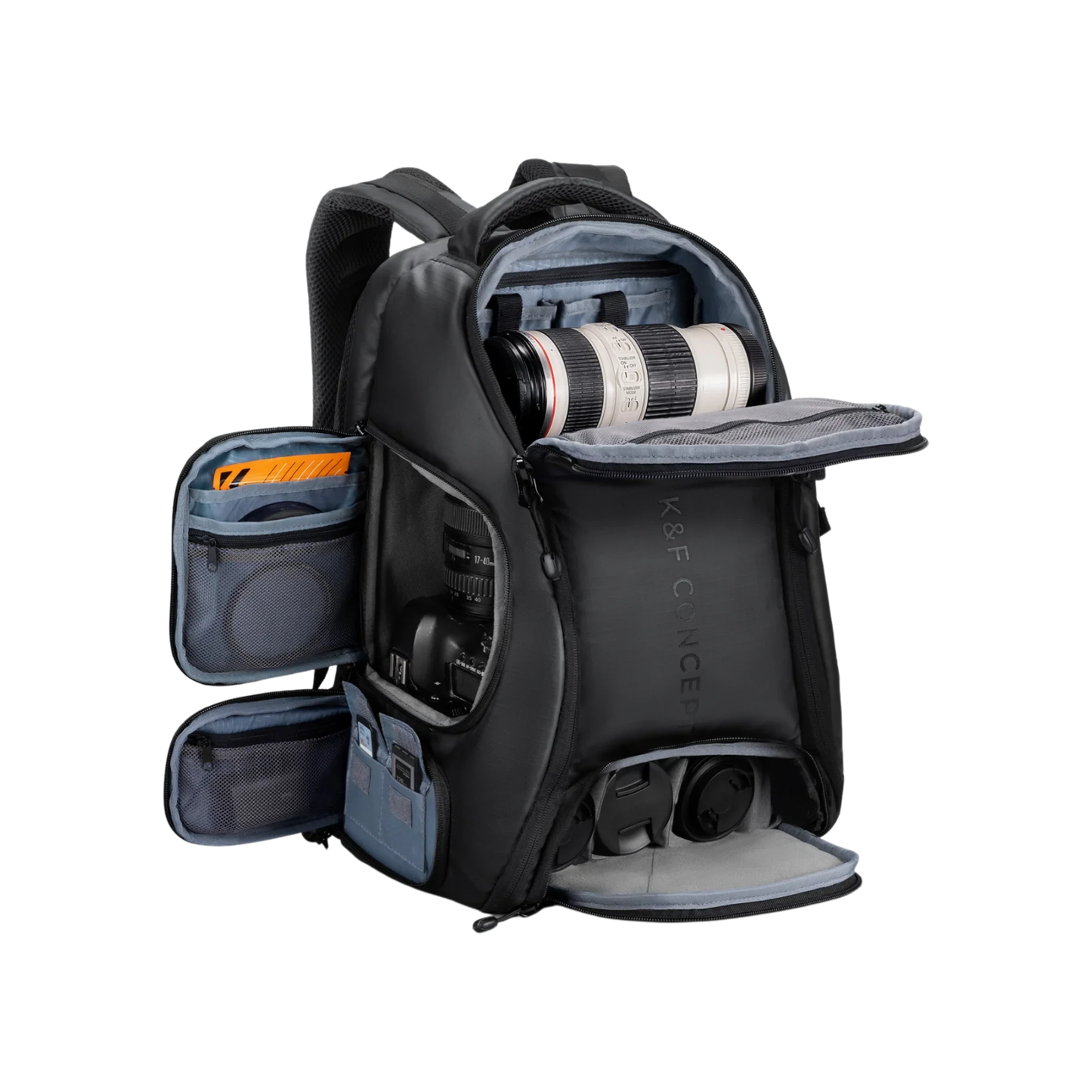 Waterproof Camera Backpack 25L with Laptop Pocket Black