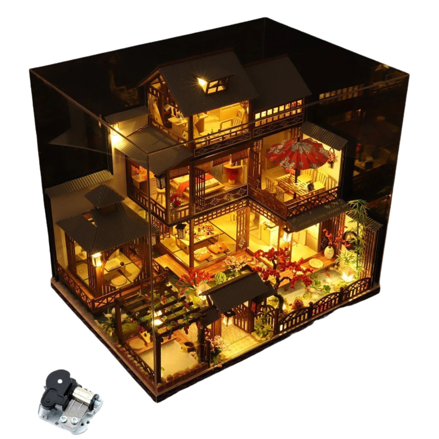 DIY Wooden Dollhouse Bookend with LED Music Cover